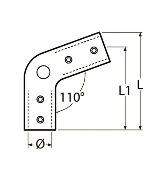 Reling verbinder 110 graden RVS