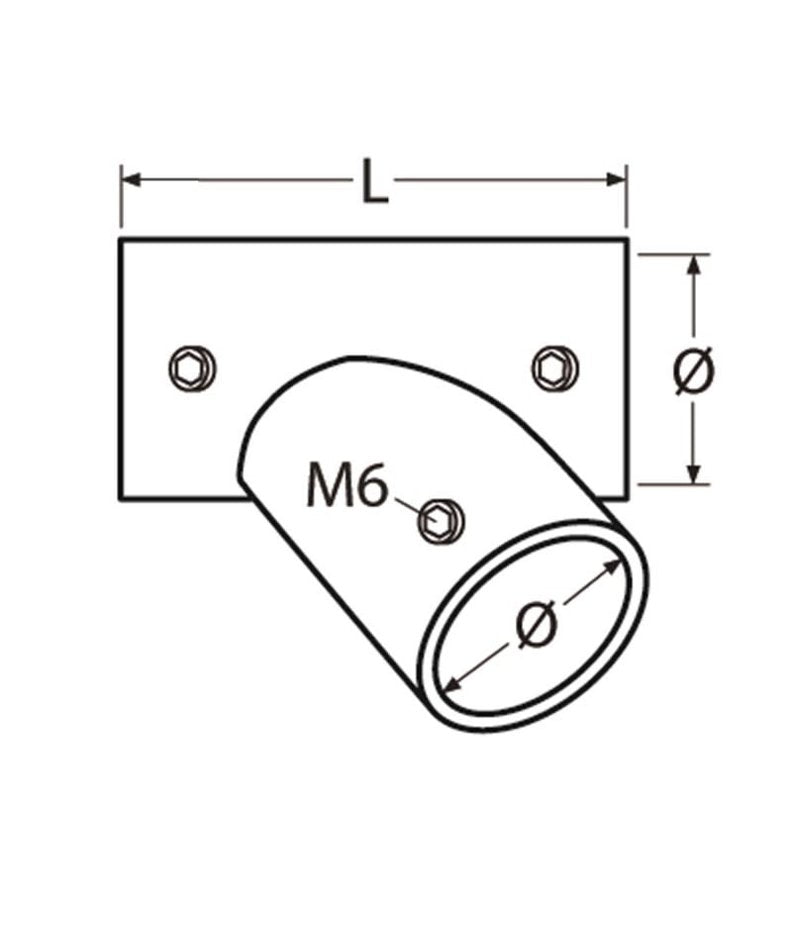 Relings T-stycke 60 gr vänster + höger rostfritt stål