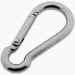 Ruostumattomasta teräksestä valmistettu karabiinihaka