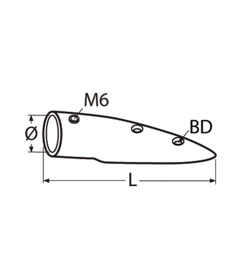 Handräckets ändstycke 8° / 22 mm rostfritt stål