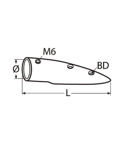 Handräckets ändstycke 8° / 22 mm rostfritt stål